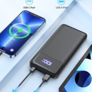 LILIO Portable Charger, 20000mAh Power Bank with Digital Display, 20W Fast Charging Battery Pack with USB C/USB A Output, Cell Phone Charger for iPhone 14/13 Samsung Pixel AirPods and More