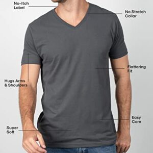 True Classic V Neck Mens T Shirt, Premium Fitted Soft Men's T-Shirts. Black, XL