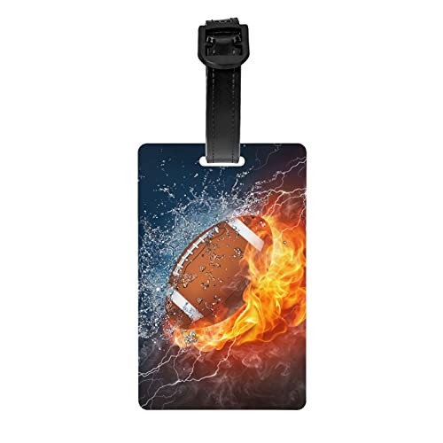 Football Luggage Tags Sports Backpack Tag for Kids Boys Girls, Small Suitcase Tag ID Name Identifier Labels with Adjustable Strap for Travel Baggage Bags, 1 Piece