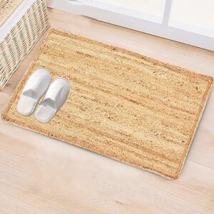 HOMEMONDE Hand Woven Natural Braided Jute Rug 2x3 ft Rectangle Mat Reversible Accent Rustic Rug for Living Room Kitchen Entryway Burlap Rag Rug