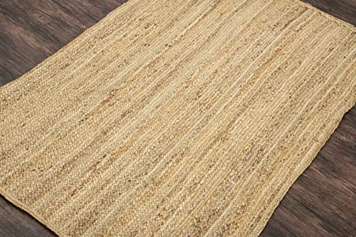 HOMEMONDE Hand Woven Natural Braided Jute Rug 2x3 ft Rectangle Mat Reversible Accent Rustic Rug for Living Room Kitchen Entryway Burlap Rag Rug