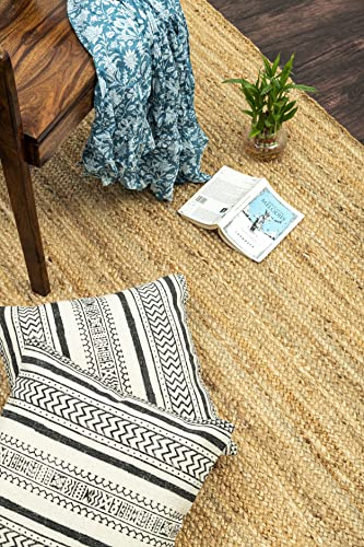 HOMEMONDE Hand Woven Natural Braided Jute Rug 2x3 ft Rectangle Mat Reversible Accent Rustic Rug for Living Room Kitchen Entryway Burlap Rag Rug