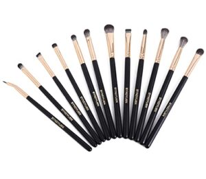 byndylien eye makeup brushes - 12pcs champagne gold professional makeup brush set with soft synthetic fiber hairs and wood handle for eye shadow, blending, concealer, eyeliner, and eyebrow