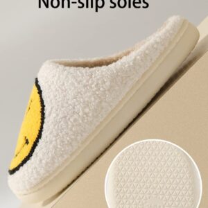 Happy Face Slippers for Women Soft Plush Comfy Warm Couples Slides Home Slippers Non-Slip Flat Slipper for Indoor Outdoor