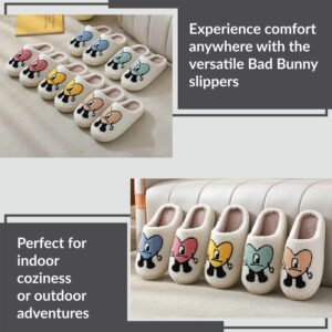 Daisy’s Findings Bad Bunny Slippers | Smiley Face Slippers for Women | Cute Plush Cute Slippers for Women | Fluffy Slippers | Fuzzy Slippers Women Indoor and Outdoor