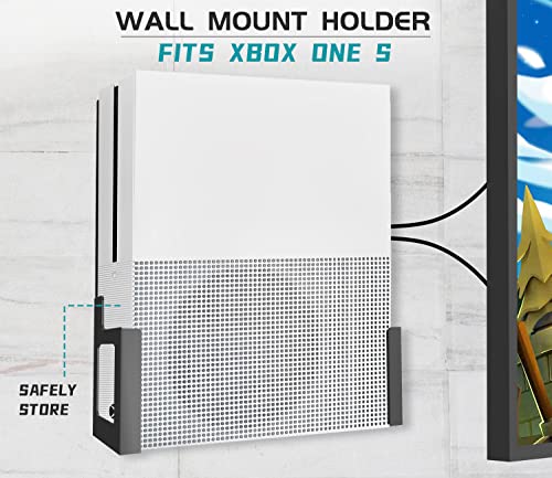 Wall Mount for Xbox One S All Metal Display Holder Hanger Organizer Vertical Hanging On Wall Shelf Bracket Safely Store Your Xbox One S on Wall Near or Behind TV Steel Bracket Accessories Stand Kit