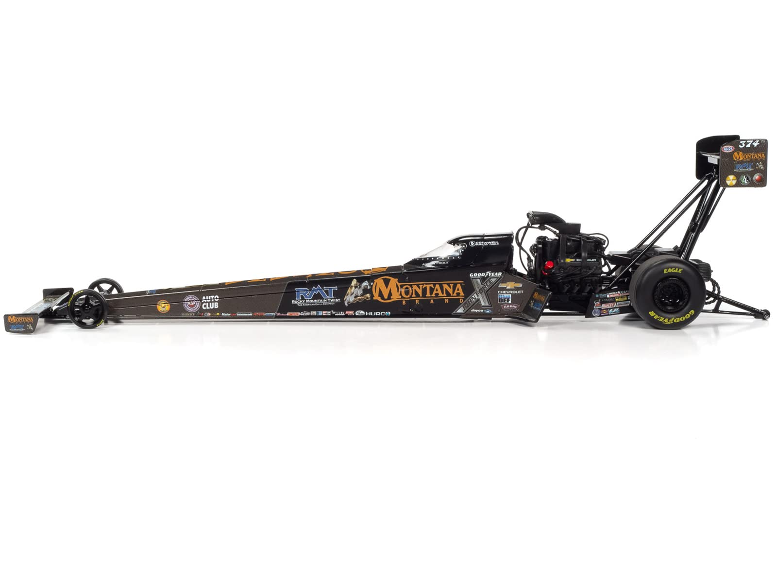 2022 NHRA Funny Car TFD (Top Fuel Dragster) Austin Prock Montana Brand John Force Racing 1/24 Diecast Model Car by Auto World AWN010