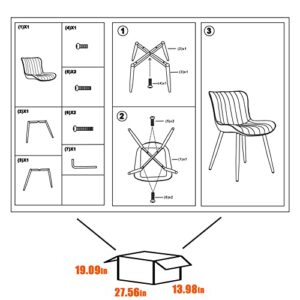 YOUNUOKE Dining Chairs Set of 2,Upholstered Mid Century Modern Chair Armless Faux Leather Accent Chairs with Backrest Metal Legs and Adjustable Feet for Kitchen Living Room Bedrooms,Orange