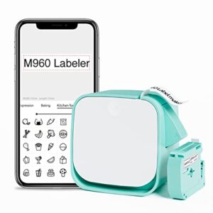 vixic m960 label makers - bluetooth mini label maker machine with tape - portable handheld label printer,easy to use smartphone labeler for home school small business office organizing, rechargeable