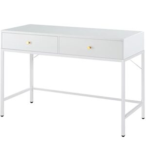 superjare vanity desk with drawers, 47 inch computer desk, modern simple home office desks, makeup dressing table for bedroom - white