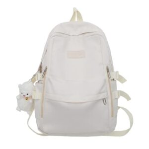 enynn cute backpack aesthetic backpack for kawaii girls casual travel college back to school (white)