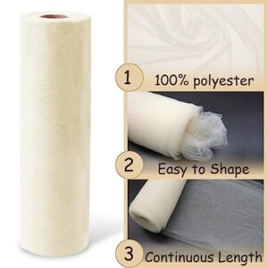 Ivory Tulle Fabric Roll, 54" x 20 Yards (60FT) Tulle for Wedding Decoration DIY Tutu Party Backdrop Baby Shower Table Skirts Gift Wrapping