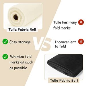 Ivory Tulle Fabric Roll, 54" x 20 Yards (60FT) Tulle for Wedding Decoration DIY Tutu Party Backdrop Baby Shower Table Skirts Gift Wrapping