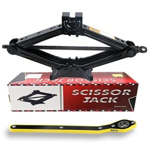 fgzkj scissor jack for car, scissor jack - tire jack with energy saving saving handle, max 2.0t (4409 lbs), portable (saving handle-2.0 tons)