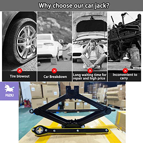 FGZKJ Scissor Jack for Car, Scissor Jack - Tire Jack with Energy Saving Saving Handle, Max 2.0T (4409 lbs), Portable (Saving Handle-2.0 tons)