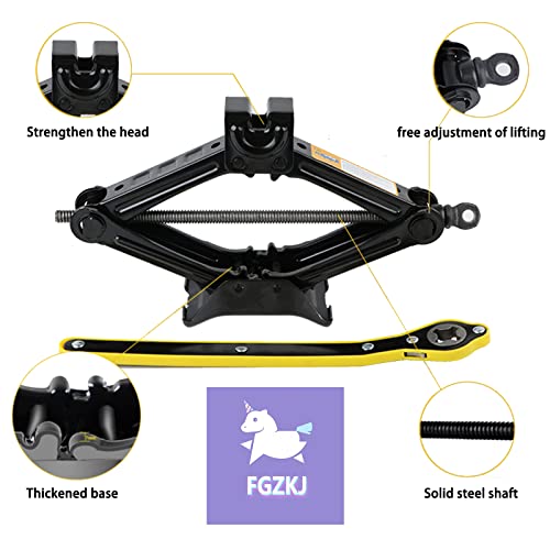 FGZKJ Scissor Jack for Car, Scissor Jack - Tire Jack with Energy Saving Saving Handle, Max 2.0T (4409 lbs), Portable (Saving Handle-2.0 tons)