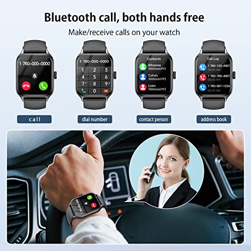 Smart Watch (Receive & Dial), 2023 Newest 1.85" TFT HD Touch Screen, Smart Watch for Women Men with Fitness Tracker, Smart Watch for Android iPhone with Text, Pedometer, Heart Rate (Classic Black)