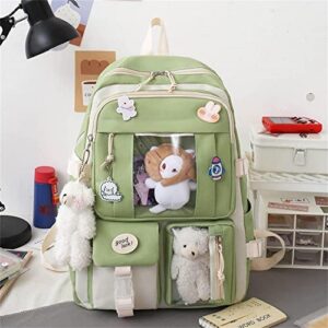 FUINUEIO Kawaii Backpack Casual Bags Cute Aesthetic Backpacks With Kawaii Bear Pendant Pins Handle Shoulder Tote Bag Pencil Case Schoolbag