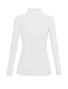 klotho long sleeve shirts for women dark academia clothing white mock turtleneck top large