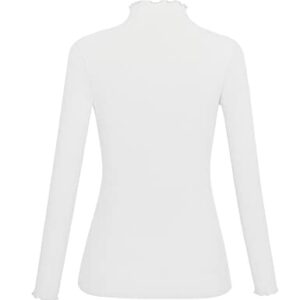 KLOTHO Long Sleeve Shirts for Women Dark Academia Clothing White Mock Turtleneck Top Large