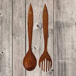 Zeckos Set of 2 Modern Minimalist Carved Wood Fork & Spoon Wall Hanging Home Decor 23.75 Inches High