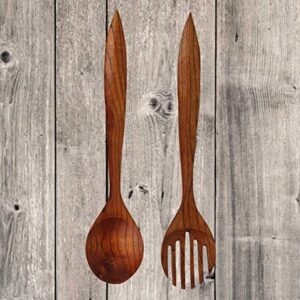 Zeckos Set of 2 Modern Minimalist Carved Wood Fork & Spoon Wall Hanging Home Decor 23.75 Inches High