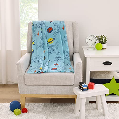 Disney Toy Story Aqua, Lime and Orange Buzz Lightyear Super Soft Baby Blanket