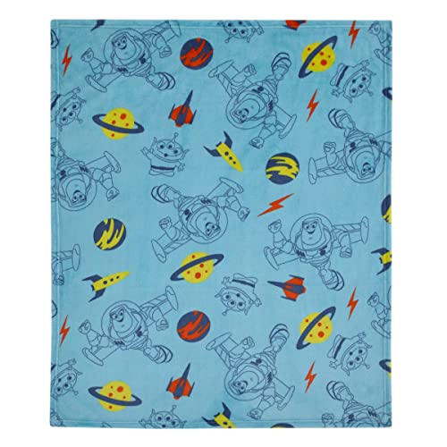 Disney Toy Story Aqua, Lime and Orange Buzz Lightyear Super Soft Baby Blanket