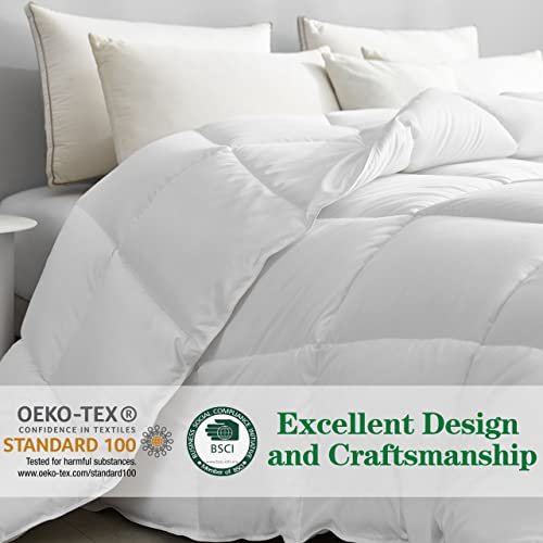 DREAMHOUR Bamboo Fiber Comforter Queen Size,White Ultra Soft Breathable Plush Duvet Insert All Season Machine Washable,8 Corner Tabs 90X90 Inches