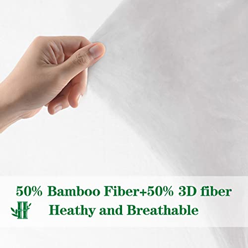 DREAMHOUR Bamboo Fiber Comforter Queen Size,White Ultra Soft Breathable Plush Duvet Insert All Season Machine Washable,8 Corner Tabs 90X90 Inches