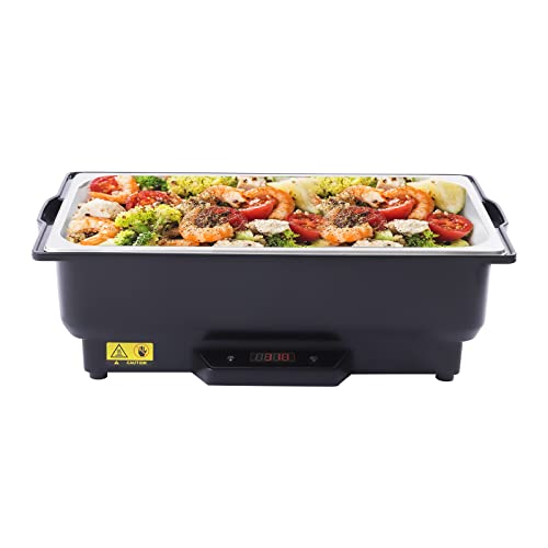 Fetcoi Electric Chafing Dish, Temperature Control, Chafer Cover Buffet Warmers Chaffing Server Set Chafer for Catering, Parties, Buffets, 9L/ 9QT Capacity