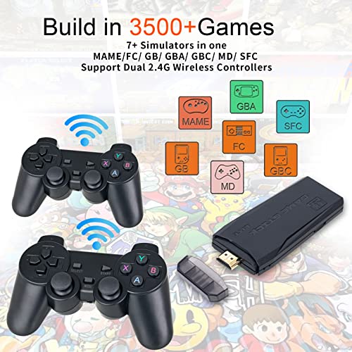 Retro Video Game Console, Ombsyej Wireless Handheld Game Console, 3500+ Classic Game, 2.4G Wireless Controllers, 7 Emulator Consoles, HDMI Output TV Video, Ideal Gift for Kids and Adults, 32G