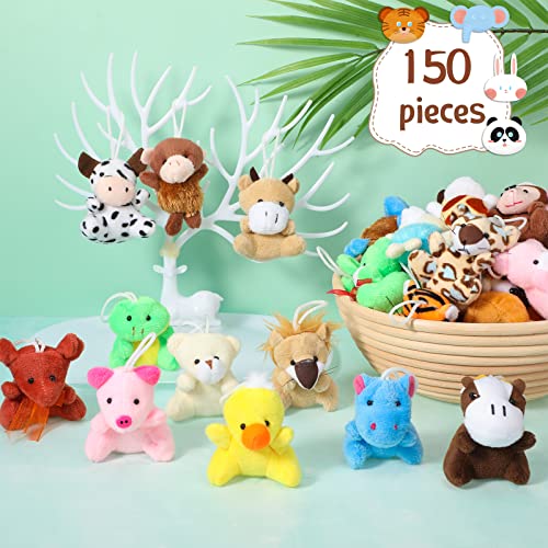 150 Pcs Mini Stuffed Animal Toys Bulk Keychain Decoration Small Plush Animal 2.4 In Tiny Small Animal Toys Small Animal Plush Toy Assortment Set for Kids Party Favors Goodie Bag Fillers Carnival Prize