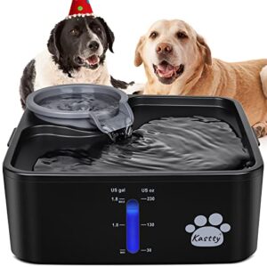 kastty 230oz/7l dog water fountain ultra large/wide pet fountain with 5 filtration& safe smart led pump, great for large dogs cats & multi pets