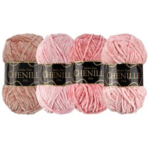 jubileeyarn chenille yarn - worsted weight - 100g/skein - shades of pink - 4 skeins