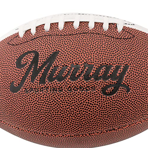 Murray Sporting Goods Autograph Football with Stand - Two White Panels Signature Ready Display Trophy Case Signable Regulation Size Full 12 Inch