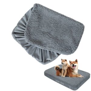 moonsea dog bed covers soft plush replacement washable, waterproof dog bed liner grey, pet bed cover 36x27 inches, for dog/cat, cover only