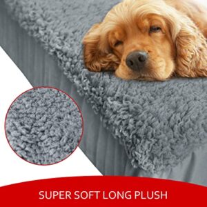 Moonsea Dog Bed Covers Soft Plush Replacement Washable, Waterproof Dog Bed Liner Grey, Pet Bed Cover 36x27 Inches, for Dog/Cat, Cover Only