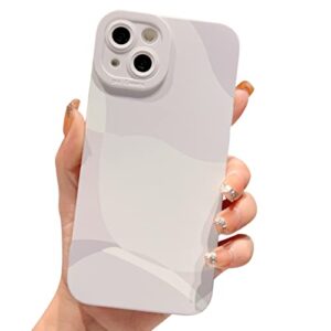 ykczl compatible with iphone 13 case 6.1 inch, cute painted art full camera lens protective slim soft shockproof phone case for women girl-white