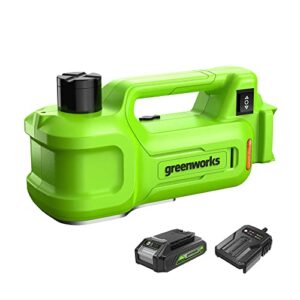 greenworks 24v cordless car jack kit, 3 ton hydraulic jack with 2ah battery and charger