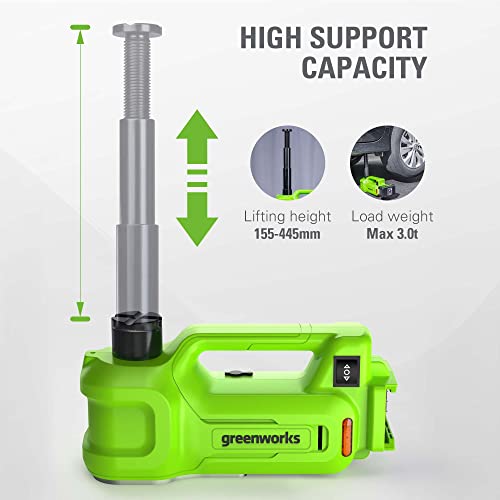 Greenworks 24V Cordless Car Jack Kit, 3 Ton Hydraulic Jack with 2Ah Battery and Charger