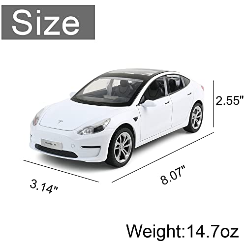 1:24 Scale Tesla Model 3 Alloy Car Model Diecast Toy Vehicles for Kids, Tesla car Model，Pull Back Alloy Car with Lights and Music,Gifts for Boys and Girls.