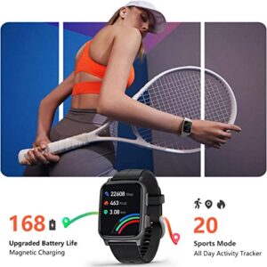 MorePro Smart Watch, Fitness Tracker with Heart Rate Blood Pressure Monitor, Fitness Watch & Blood Oxygen Step Tracker,Pedometer Activity Touch Screen IP68 Waterproof Sleep Tracker for Women Men Black