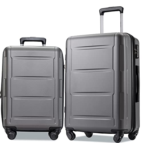 Merax Luggage Sets 2 piece Carry on Luggage Suitcase Sets of 2, Hard Case Luggage Expandable with Spinner Wheels (Black 2-Piece (20/24))