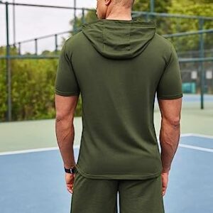 COOFANDY Mens 2 Piece Short Sleeve Hooded Athletic Tracksuit Casual Sports Sweatsuit Workout Gym Hoodie and Shorts Set