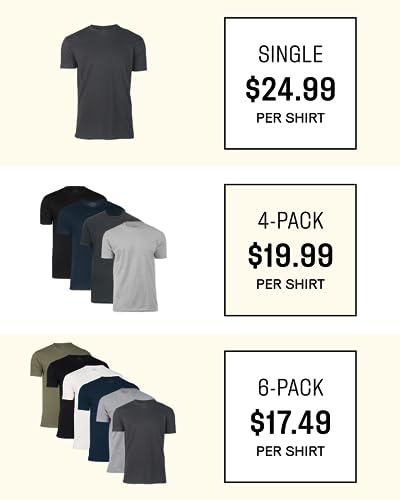 True Classic Tees Premium Fitted Men's T-Shirts - 5 Pack Crew Neck