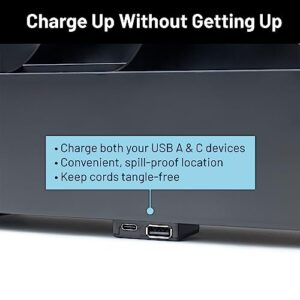 Squirrel - The Bedside Perch | USB-C & USB-A Charging Bedside Caddy and Bed Table Tray Organizer | Space-Saving Dorm Room Essentials & Small Space Storage | Made with 100% Recycled Plastic (Black)