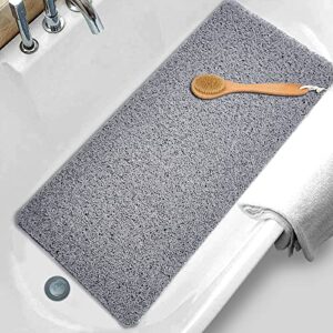 shower mat non slip for elderly, 16x35.6’’long loofah non slip shower mat, loofah bath mats for shower, non slip bath/shower mat for elderly-grey