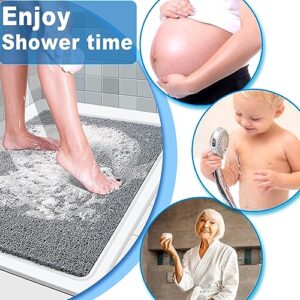 Shower Mat Non Slip for Elderly, 16x35.6’’Long Loofah Non Slip Shower Mat, Loofah Bath Mats for Shower, Non Slip Bath/Shower Mat for Elderly-Grey