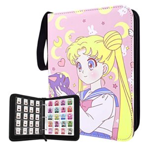 dlseego moon girl 300 pockets card binder holder for amibo cards nfc tags game cards storage carrying case bag waterproof cartridges organizer mini size trading cards album book with zipper